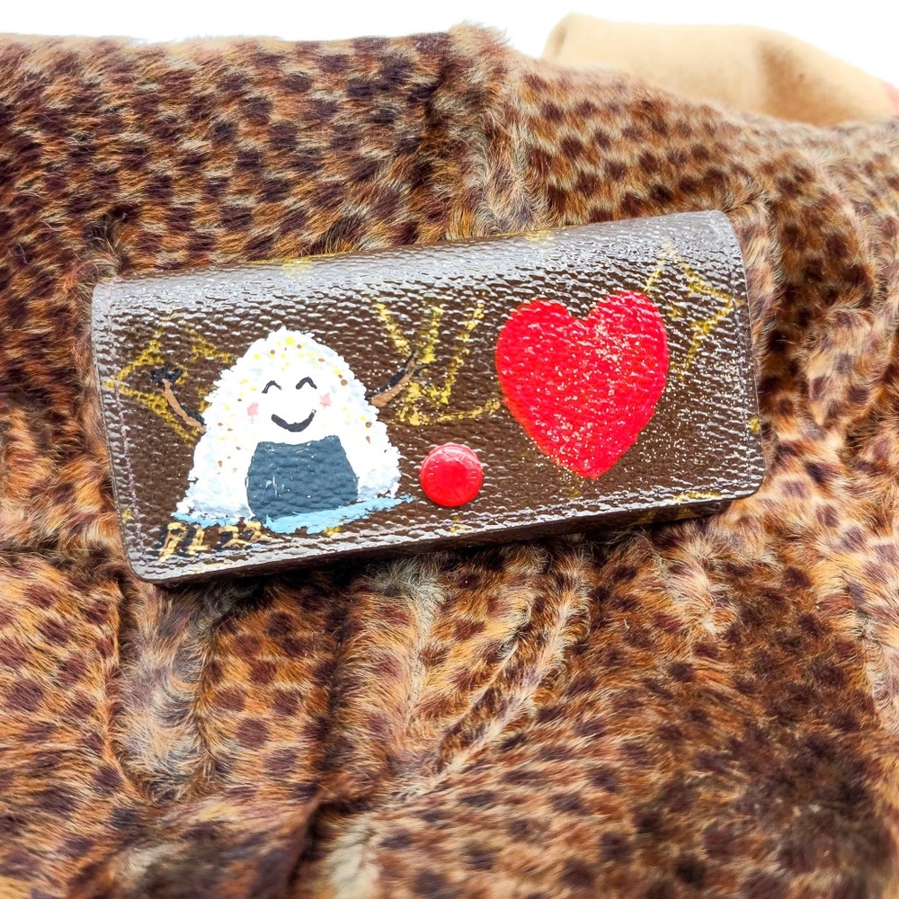 Louis Vuitton Monogram Vintage Designer Heart Key Case Hand-Painted Unique